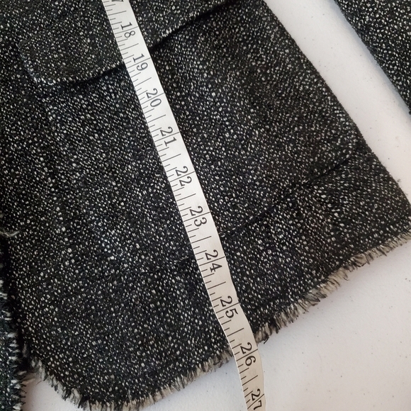 Marc Aurel Black Tweed Blazer Raw Hem Flap patch pocket Office Hidden Snap wool‎ - Picture 6 of 12